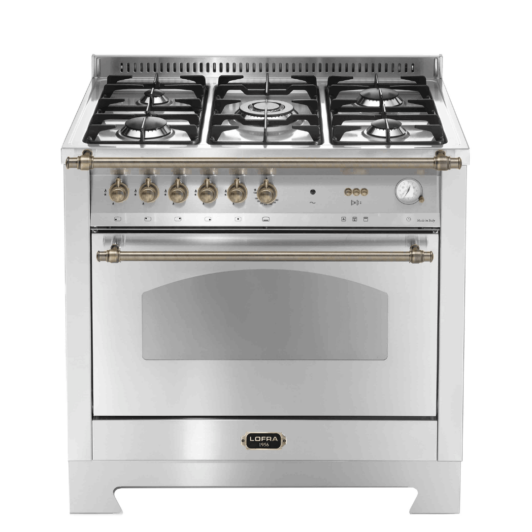 Dolcevita 90 cm Gas Fuel Range Cooker - Stainless Steel - Bronze Finish - Lofra Cookers