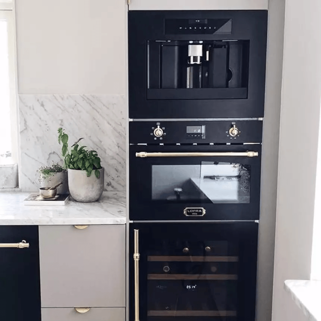 Dolcevita Coffee Machine - Black Matt - Brass Finish - Lofra Cookers