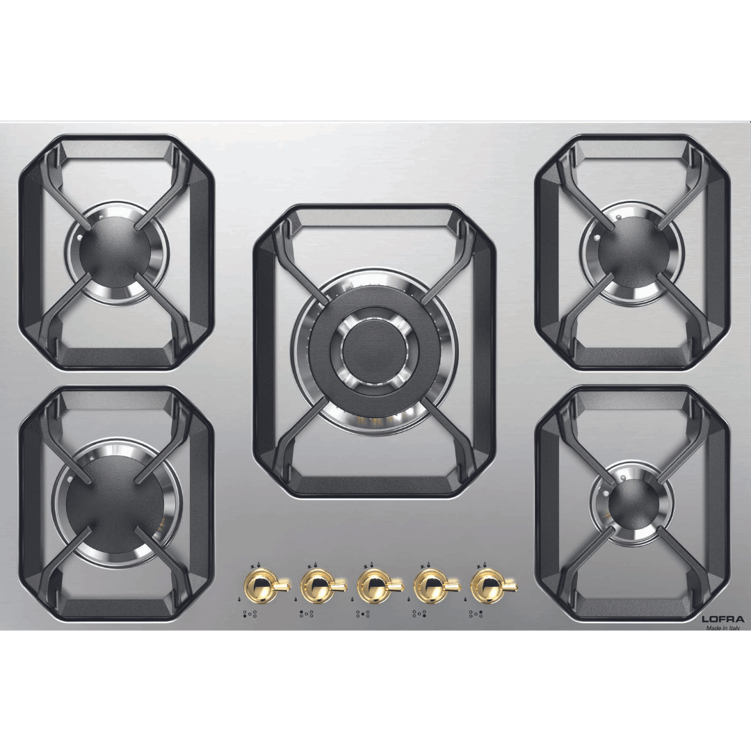 Dolcevita Hob 75 cm - Stainless Steel - Brass Finish - Lofra Cookers