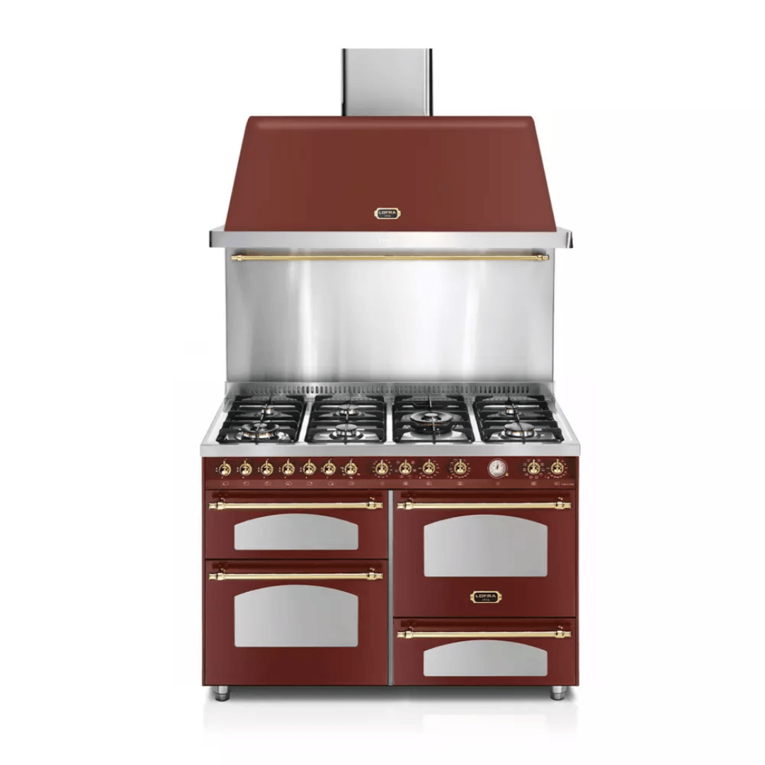 Dolcevita Hood 120 cm - Red Burgundy - Brass Finish - Lofra Cookers