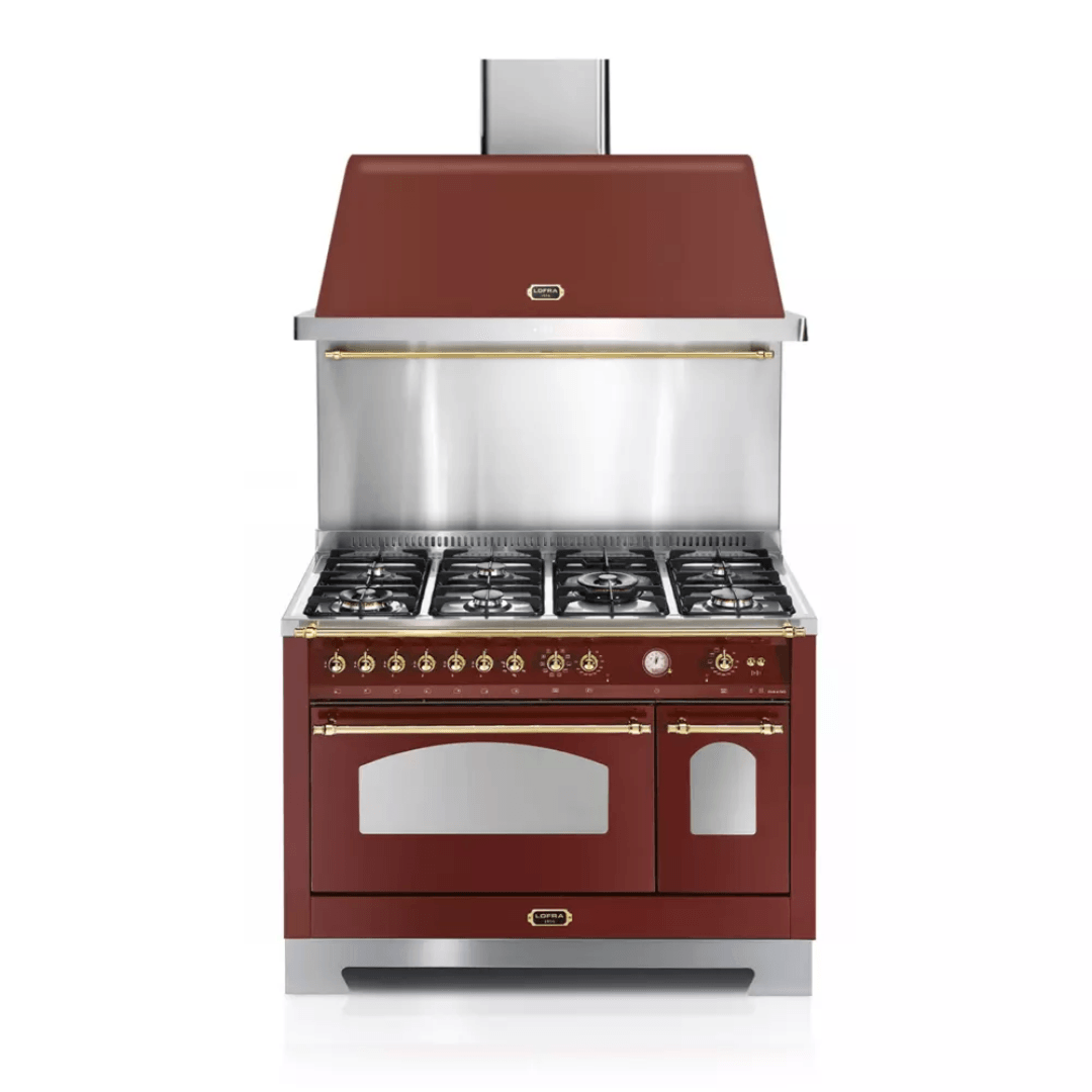 Dolcevita Hood 120 cm - Red Burgundy - Brass Finish - Lofra Cookers