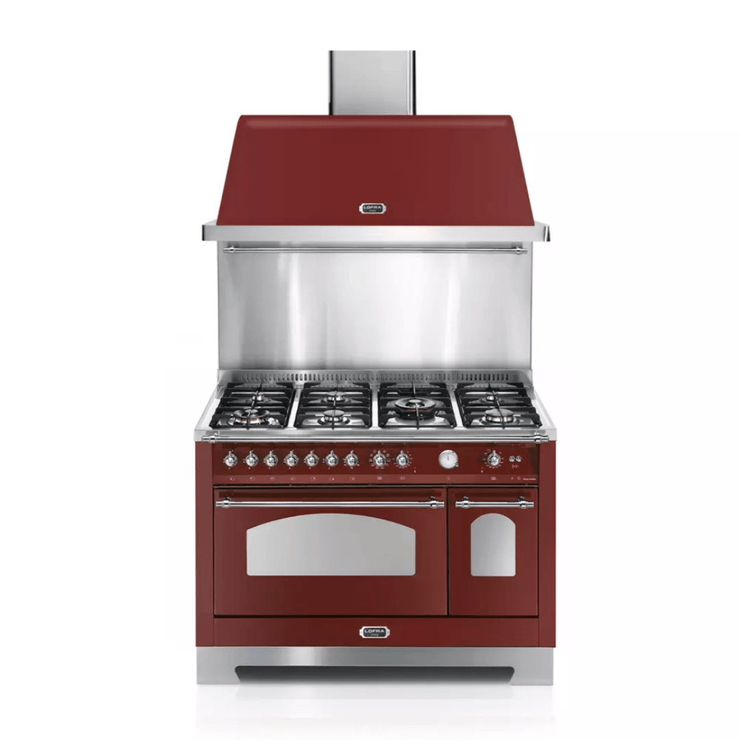 Dolcevita Hood 120 cm - Red Burgundy - Chrome Finish - Lofra Cookers