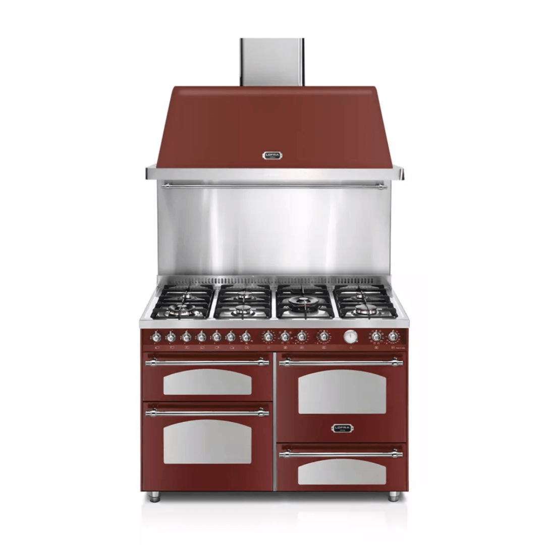 Dolcevita Hood 120 cm - Red Burgundy - Chrome Finish - Lofra Cookers