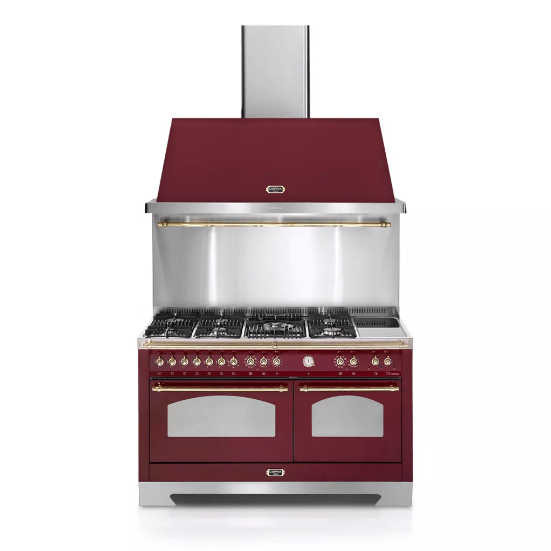 Dolcevita Hood 150 cm - Red Burgundy - Brass Finish - Lofra Cookers