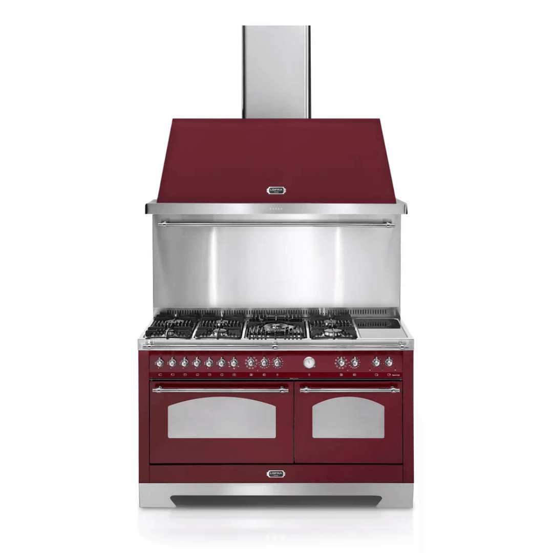 Dolcevita Hood 150 cm - Red Burgundy - Chrome Finish - Lofra Cookers