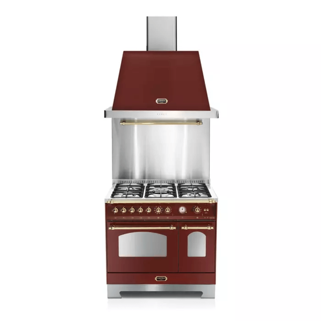 Dolcevita Hood 90 cm - Red Burgundy - Brass Finish - Lofra Cookers