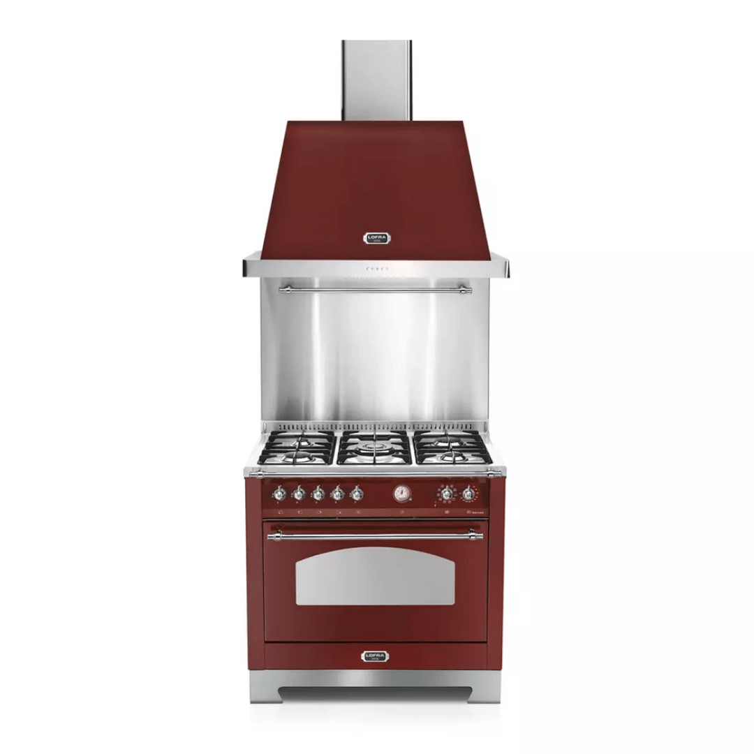 Dolcevita Hood 90 cm - Red Burgundy - Chrome Finish - Lofra Cookers