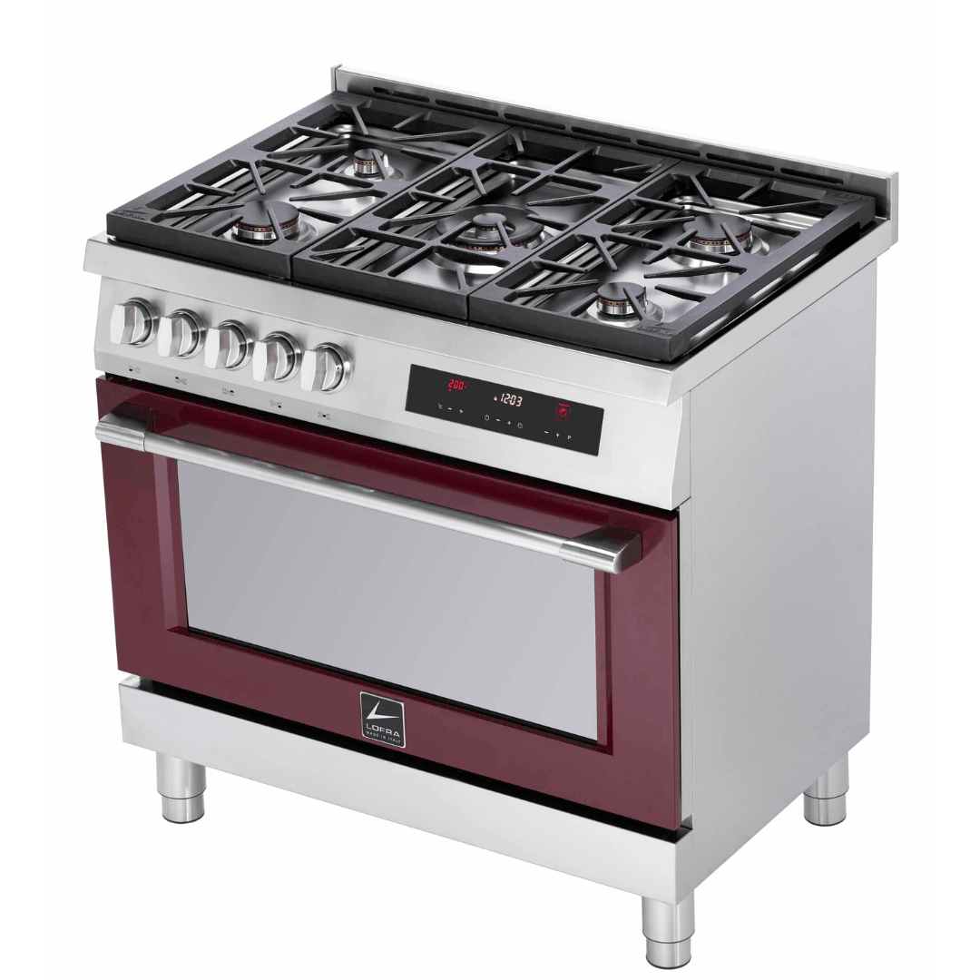 Italia 90 cm Dual Fuel Range Cooker - Black Matte - Lofra Cookers