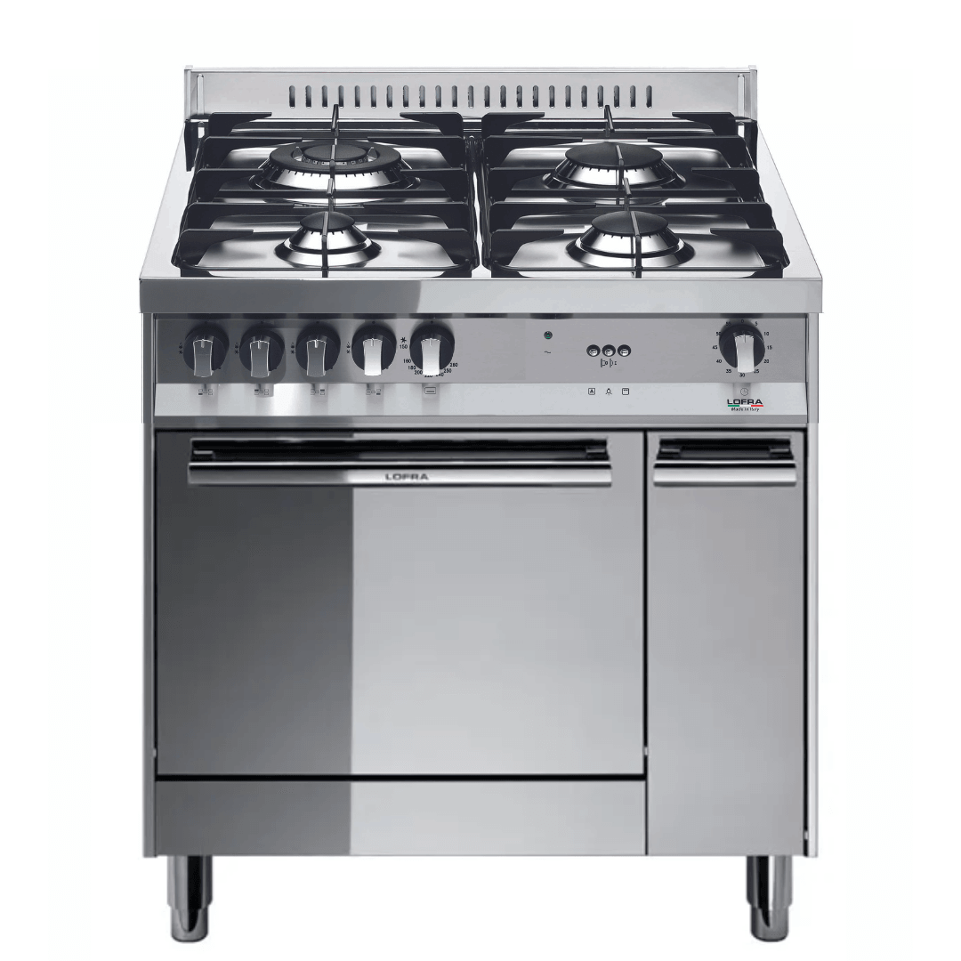 Maxima 80 cm 4 - Burner Gas Range Cooker with Food Storage- Stainless Steel - Lofra Cookers