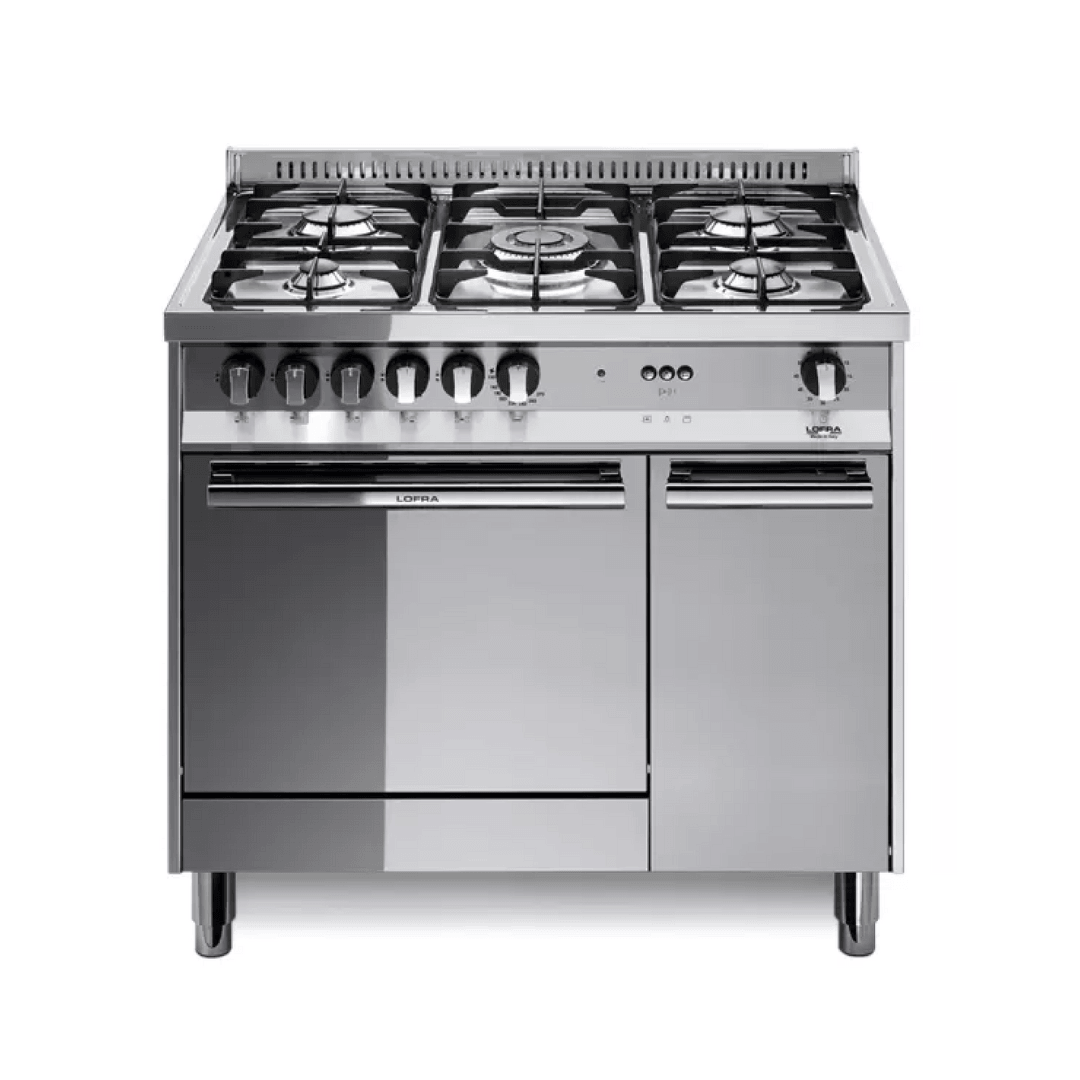 Maxima 90 cm 5 - Burner Gas Fuel Range Cooker with Storage Compartment - Stainless Steel - Lofra Cookers