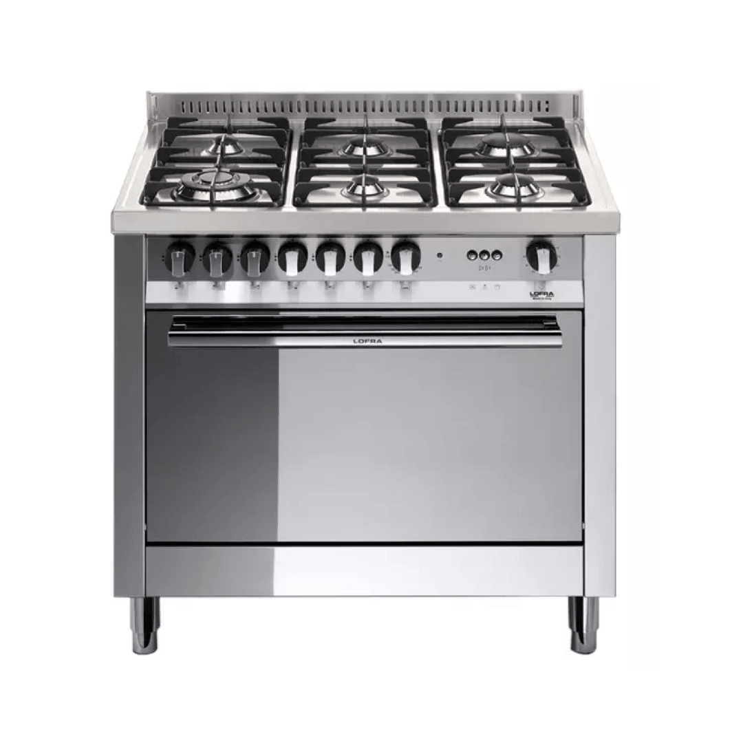 Maxima 90 cm 6 - Burner Dual Fuel Range Cooker - Stainless Steel - Lofra Cookers