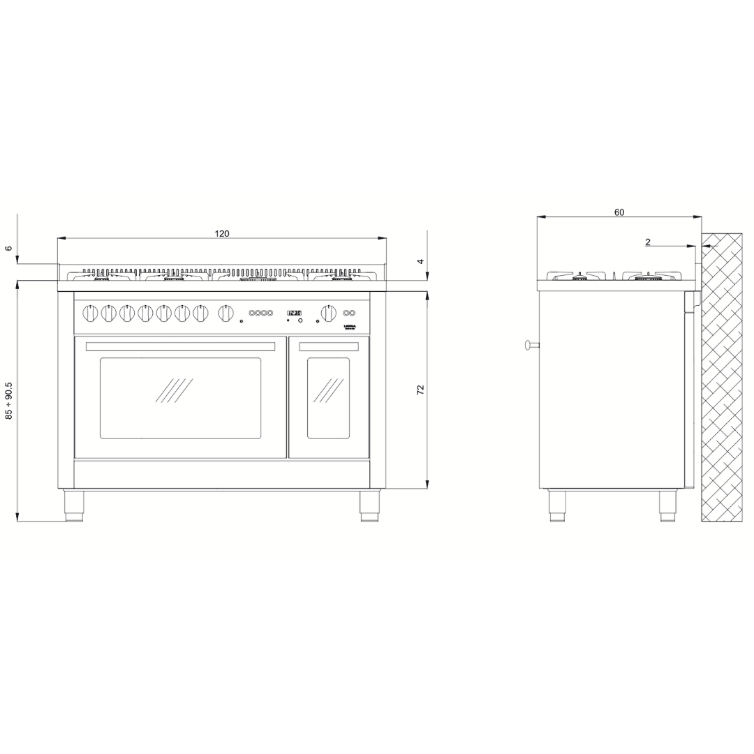 Professional 120 cm Double Oven Dual Fuel Range Cooker - Stainless Steel - Lofra Cookers