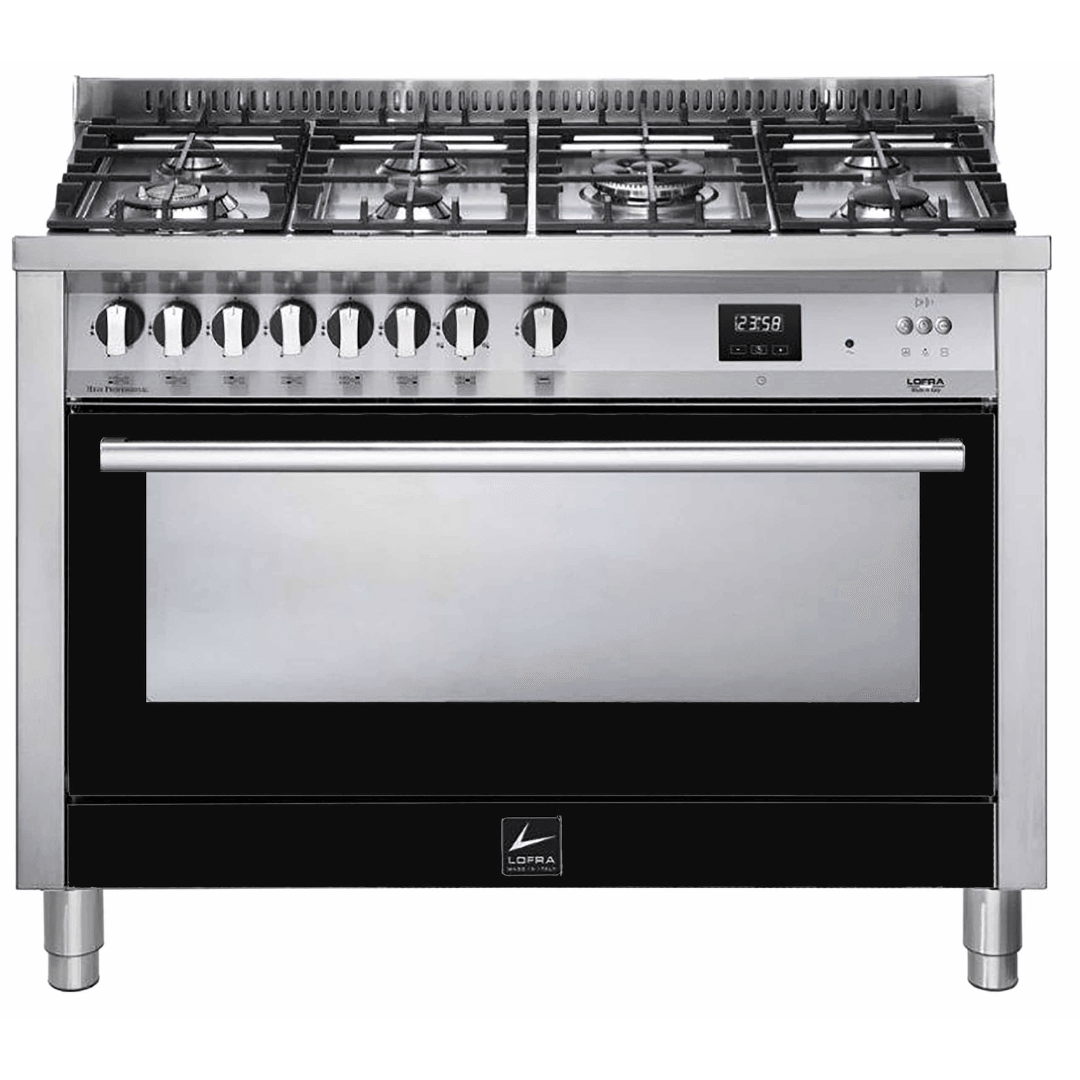 Professional 120 cm Gas Fuel Range Cooker - Black - Lofra Cookers