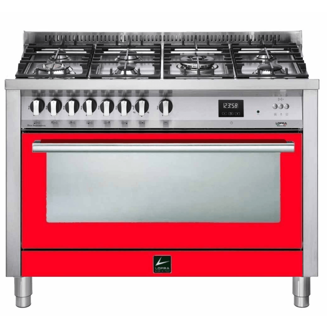 Professional 120 cm Gas Fuel Range Cooker - Red - Lofra Cookers