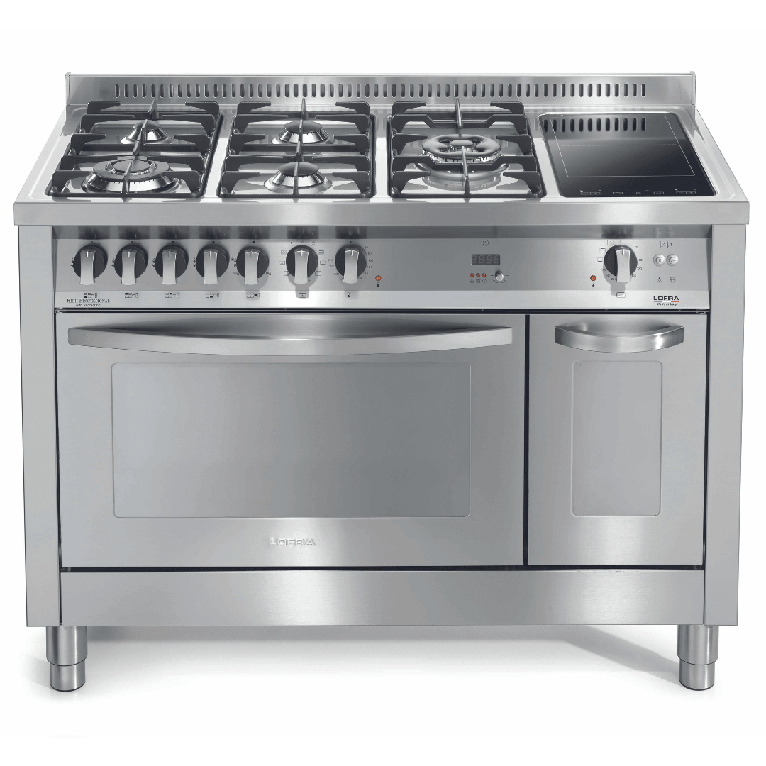 Professional 120 cm Mixed Hob Double Electric Oven Dual Fuel Range Cooker - Stainless Steel - Lofra Cookers