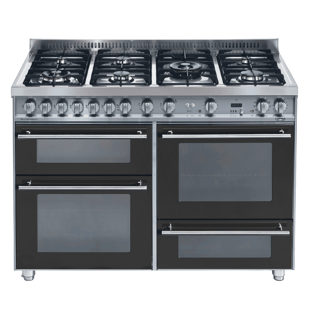 Professional 120 cm Triple Electric Oven Dual Fuel Range Cooker - Black Matte - Lofra Cookers