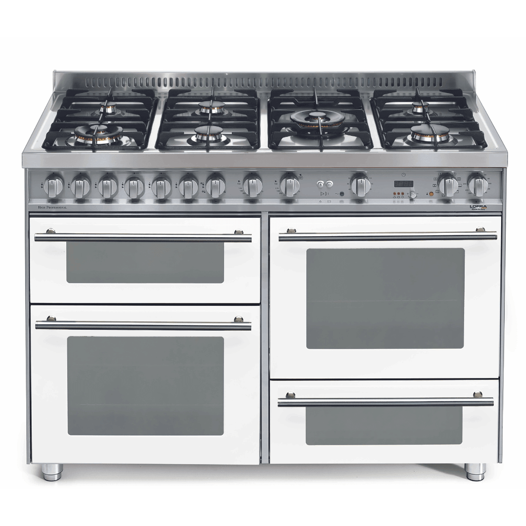 Professional 120 cm Triple Electric Oven Dual Fuel Range Cooker - Pearl White - Lofra Cookers