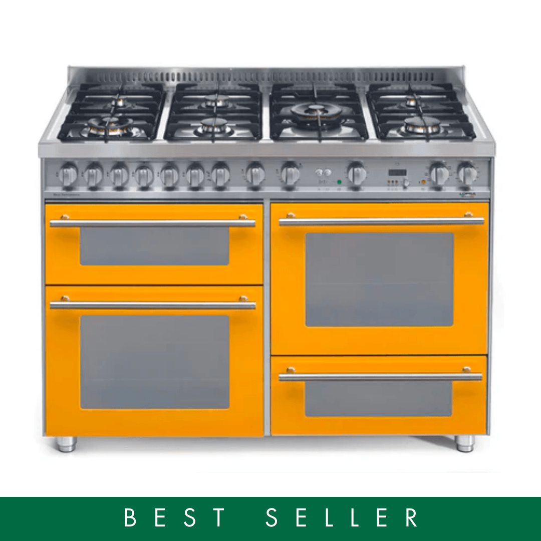 Professional 120 cm Triple Electric Oven Dual Fuel Range Cooker - Yellow - Lofra Cookers