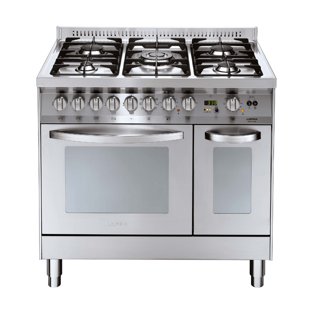 Professional 90 cm 5 - Burner Double Oven Dual Range Cooker - Stainless Steel - Lofra Cookers
