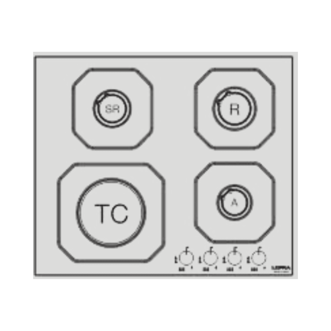 Professional Gas Glass Hob 60 cm - Mercurio Frontal Control Knobs - Red Glass - Lofra Cookers