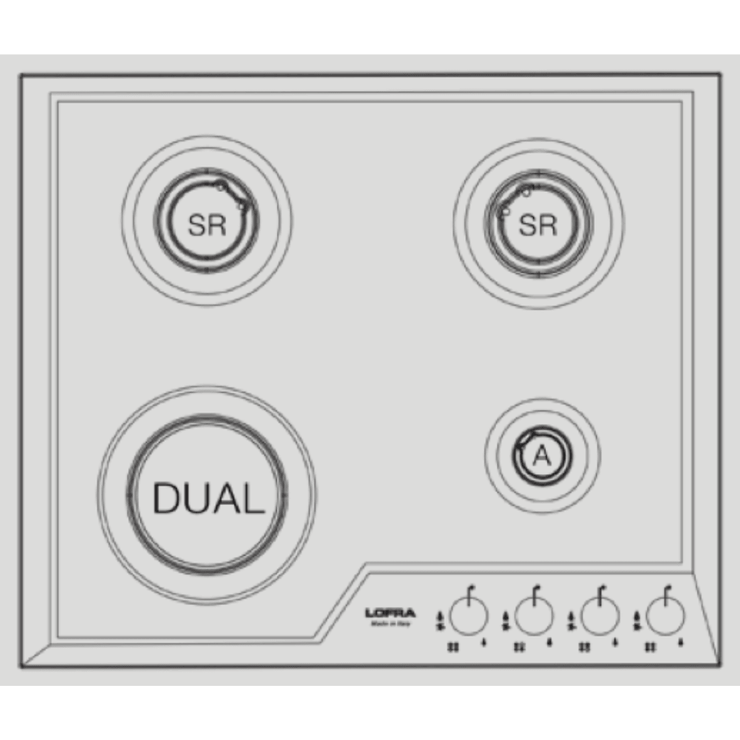 Professional Stainless Steel Hob 60 cm - Artes - Stainless Steel with Triple Ring Burner - Lofra Cookers