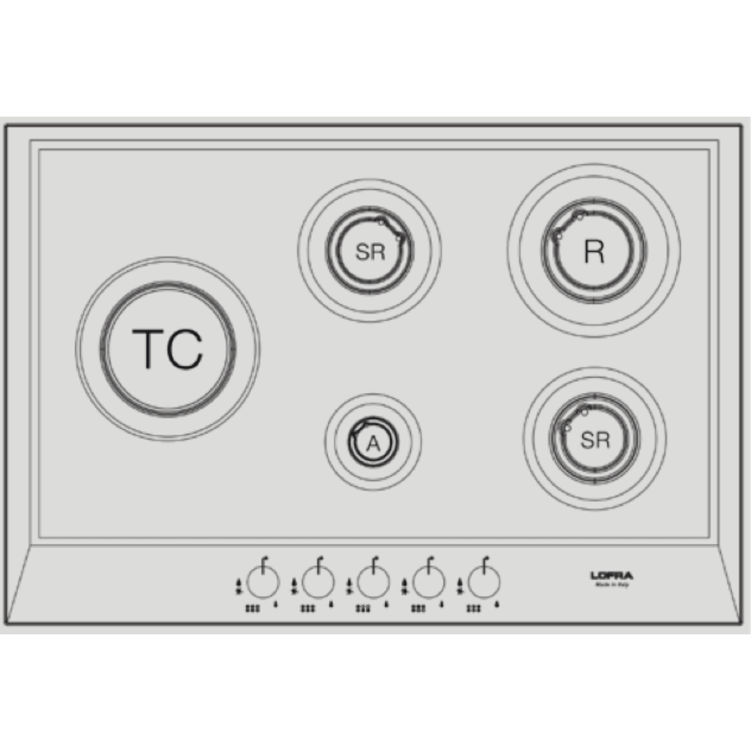 Professional Stainless Steel Hob 75 cm - Artes - Stainless Steel - Lofra Cookers