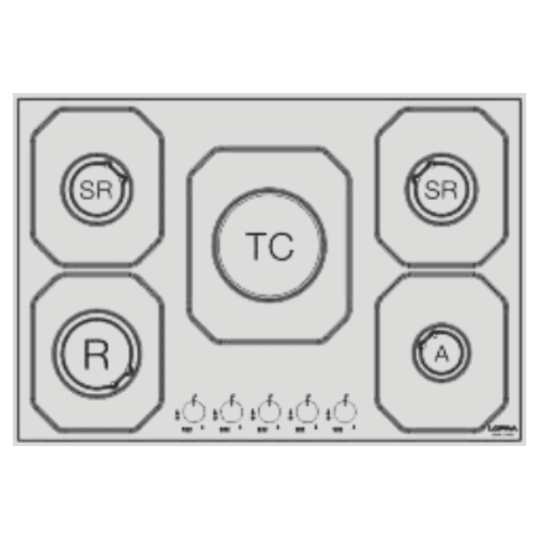 Professional Stainless Steel Hob 75 cm - Urano - Steel - Triple Ring (Centre) - Lofra Cookers