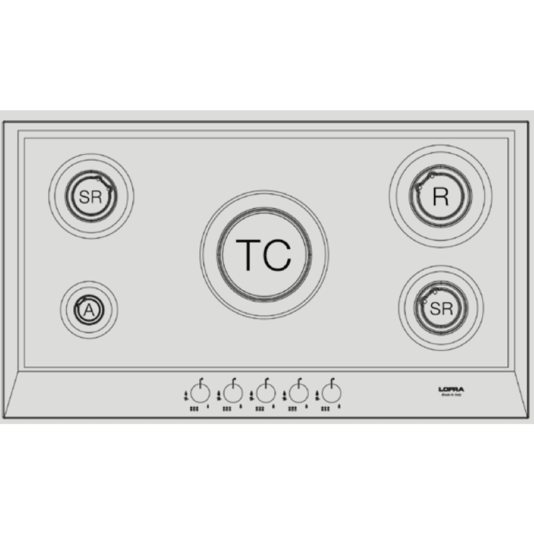 Professional Stainless Steel Hob 90 cm - Artes - Stainless Steel - Triple Ring (Centre) - Lofra Cookers