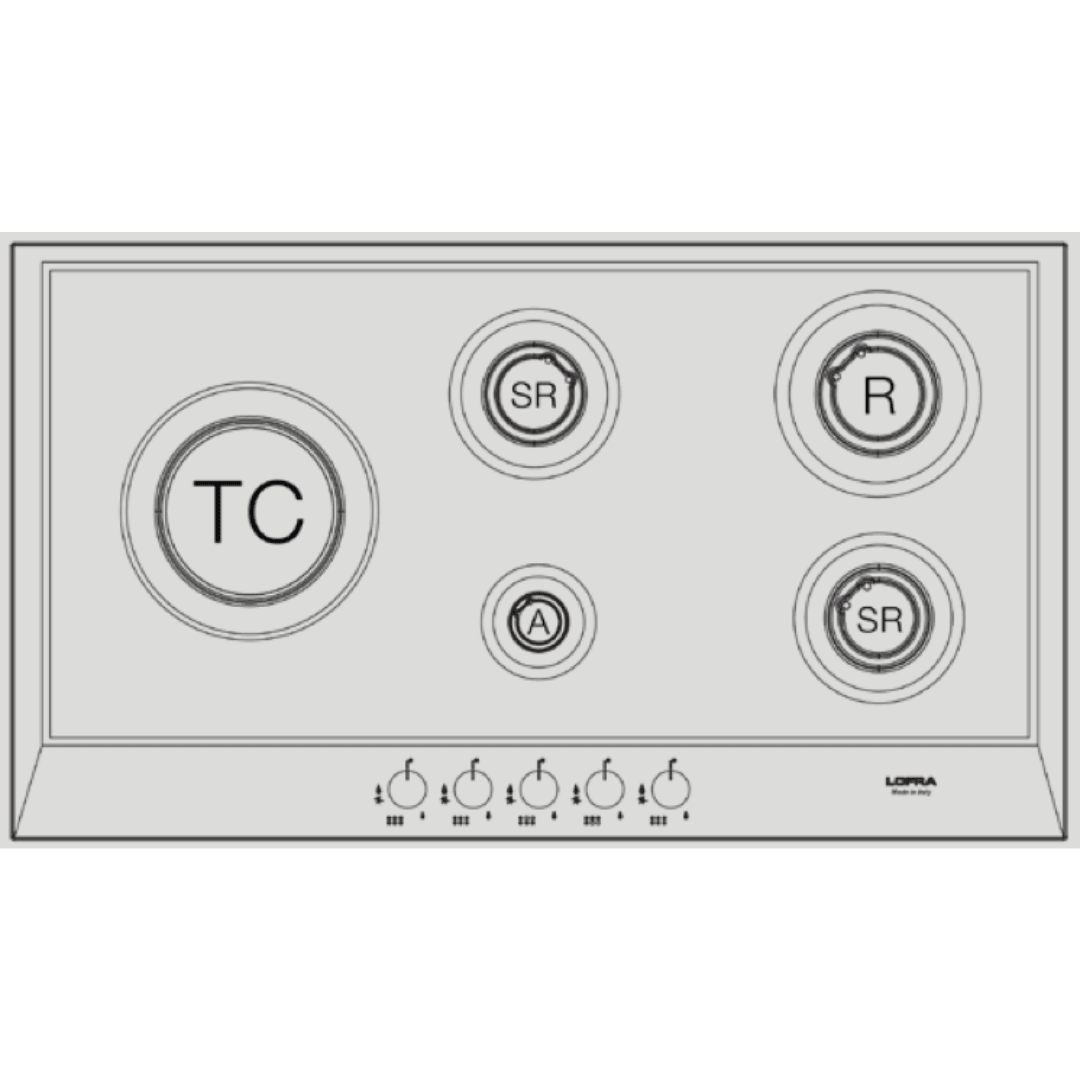 Professional Stainless Steel Hob 90 cm - Artes - Stainless Steel - Triple Ring (Left) - Lofra Cookers