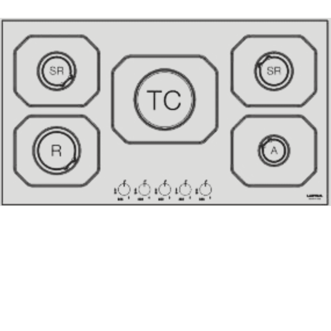 Professional Stainless Steel Hob 90 cm - Nettuno - Steel - Triple Crown Centre - Lofra Cookers