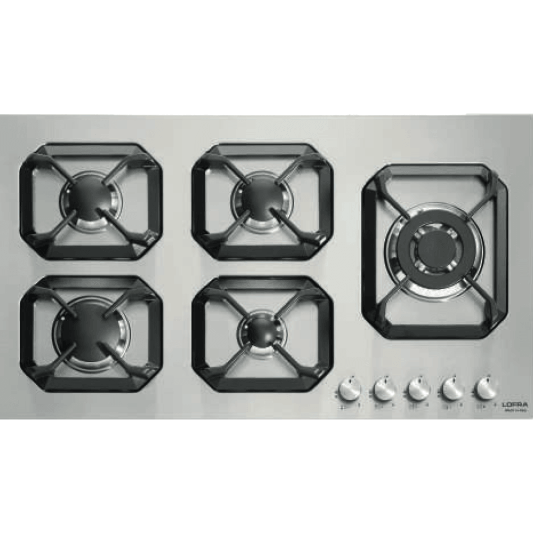 Professional Stainless Steel Hob 90 cm - Nettuno - Steel - Triple Crown Right - Lofra Cookers