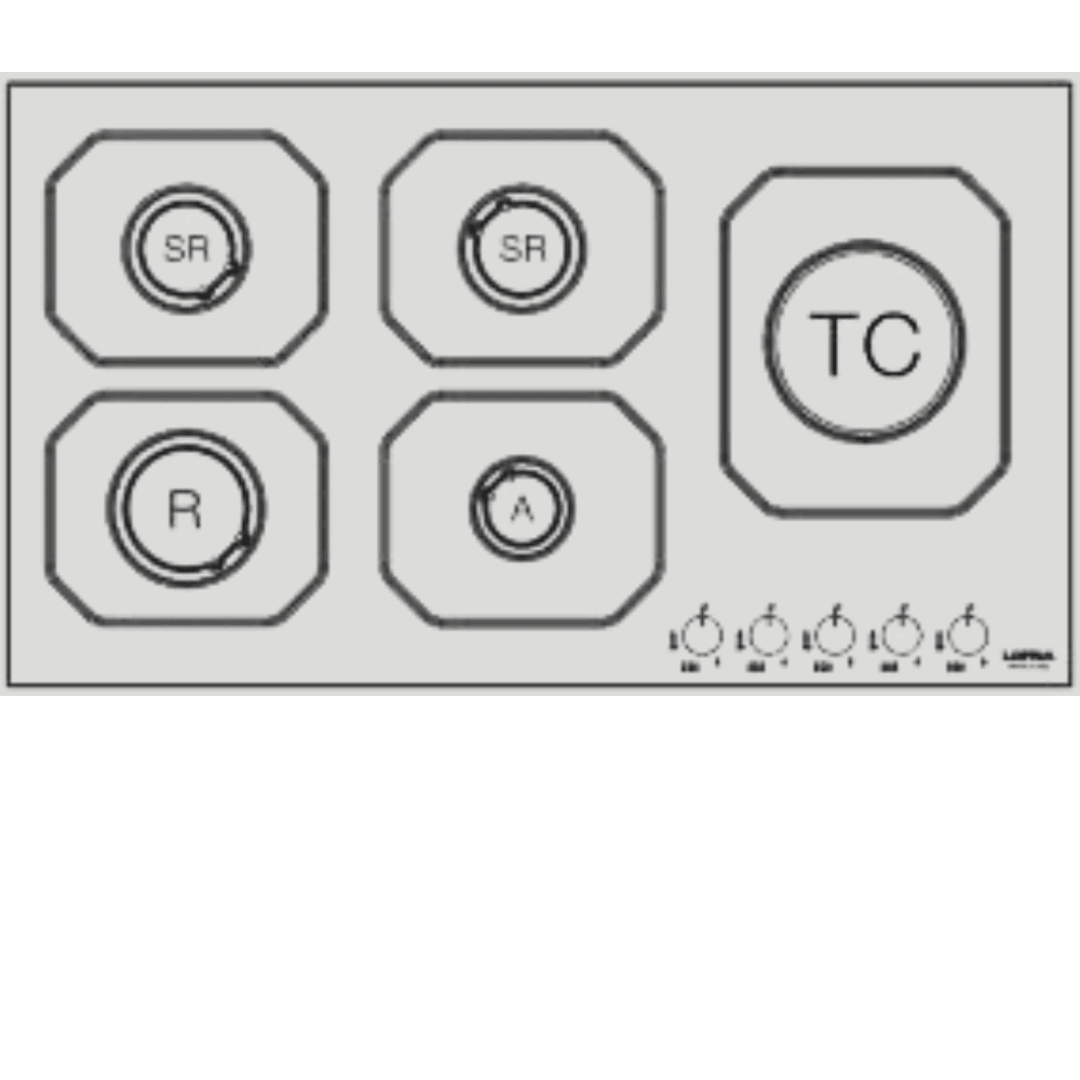 Professional Stainless Steel Hob 90 cm - Nettuno - Steel - Triple Crown Right - Lofra Cookers