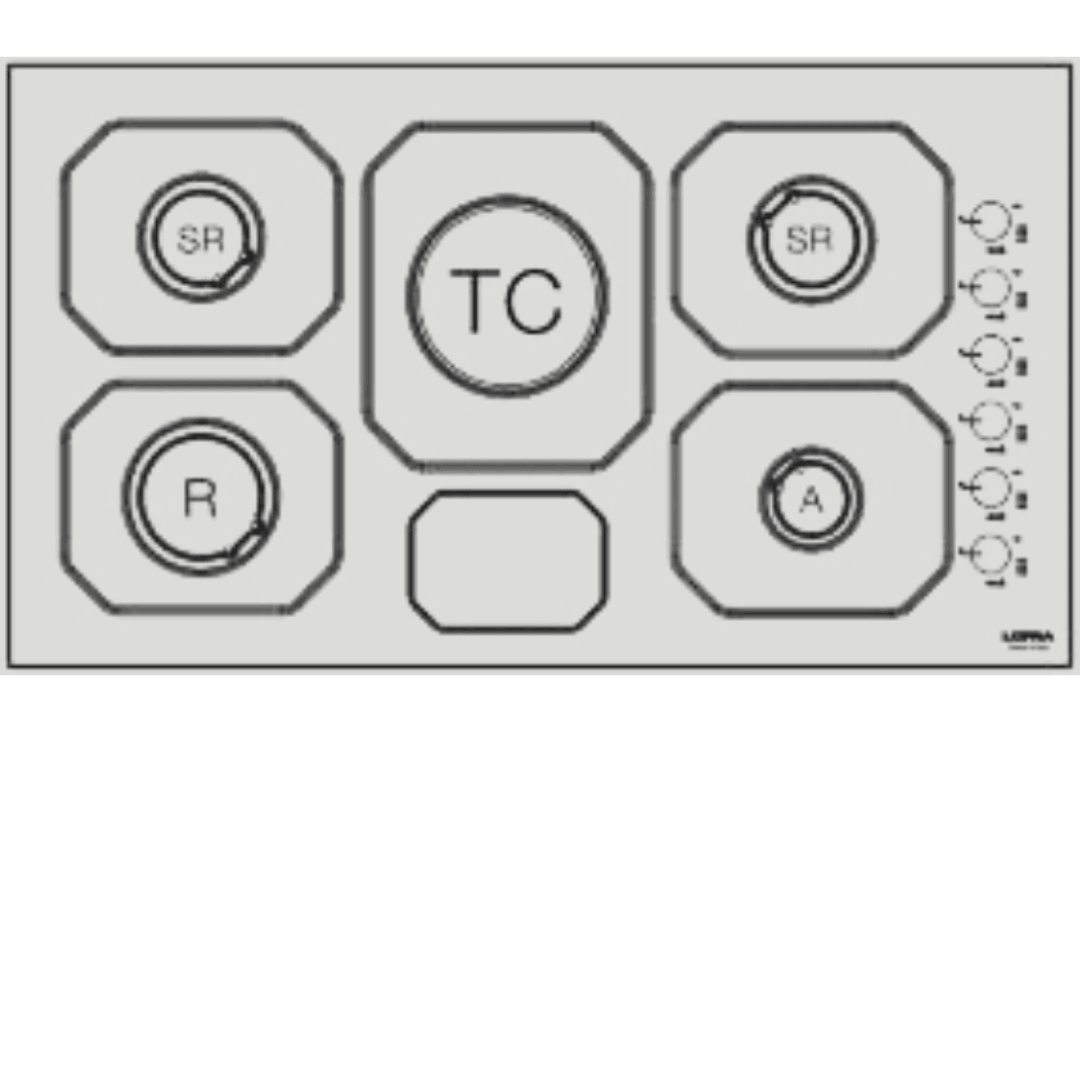 Professional Stainless Steel Hob 90 cm - Sole - Stainless Steel - Ceramic Tray - Lofra Cookers