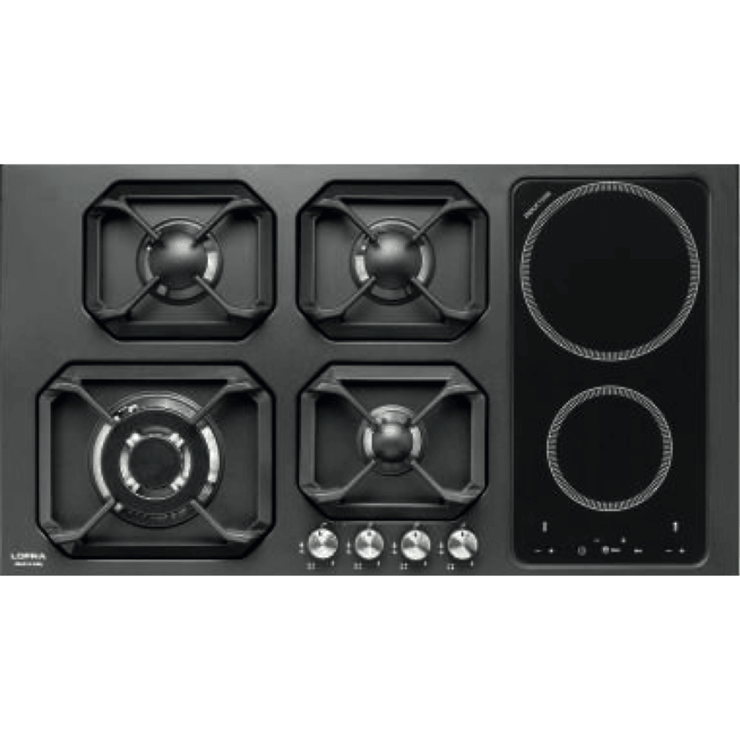Professional Stainless Steel Mixed Hob 90 cm - Nettuno - Black Matte - Lofra Cookers
