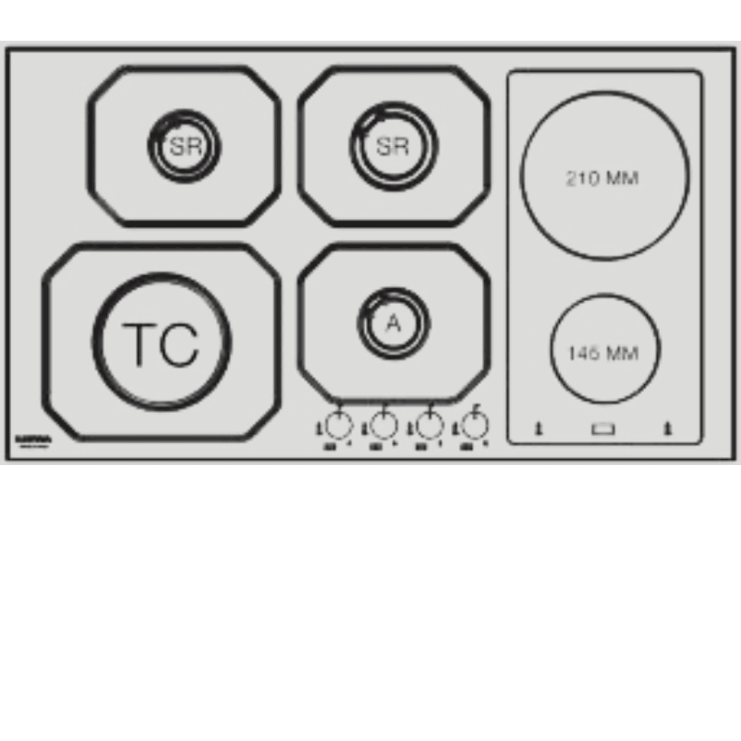 Professional Stainless Steel Mixed Hob 90 cm - Nettuno - Black Matte - Lofra Cookers