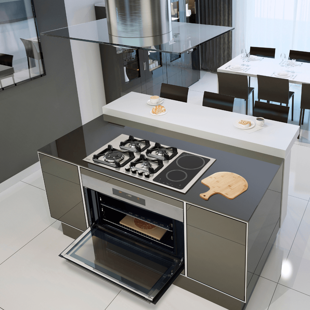 Professional Stainless Steel Mixed Hob 90 cm - Nettuno - Ivory White - Lofra Cookers