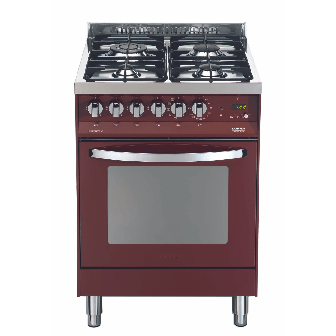 Rainbow 60 cm Dual Fuel Range Cooker - Red Burgundy - Lofra Cookers