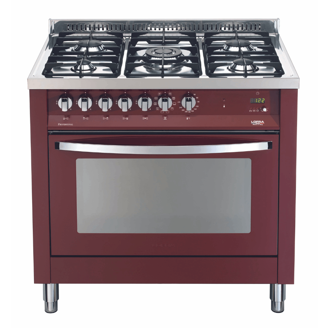 Rainbow 90 cm Dual Fuel Range Cooker - Red Burgundy - Lofra Cookers