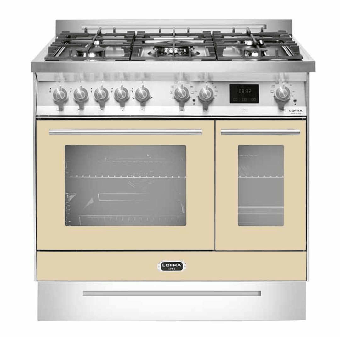 Venezia 90 cm Double Oven Dual Fuel Range Cooker - Ivory White - Lofra Cookers