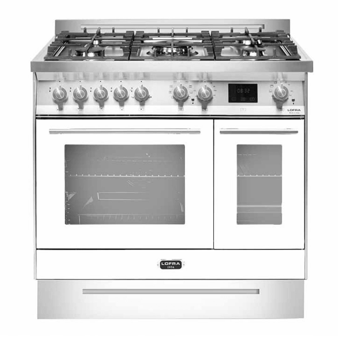 Venezia 90 cm Double Oven Dual Fuel Range Cooker - Pearl White - Lofra Cookers