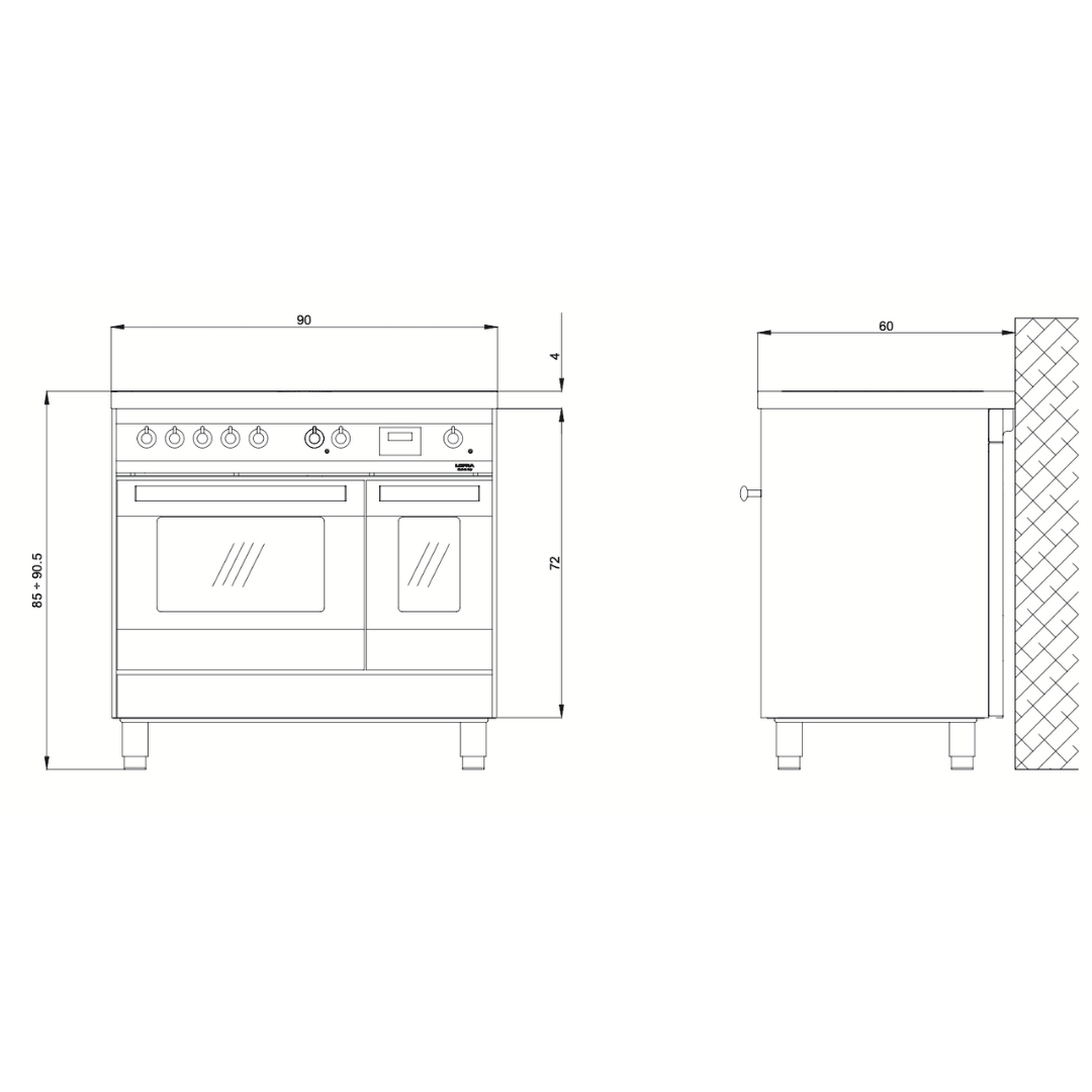 Venezia 90 cm Double Oven Electric Fuel Cooker - Ivory White - Lofra Cookers