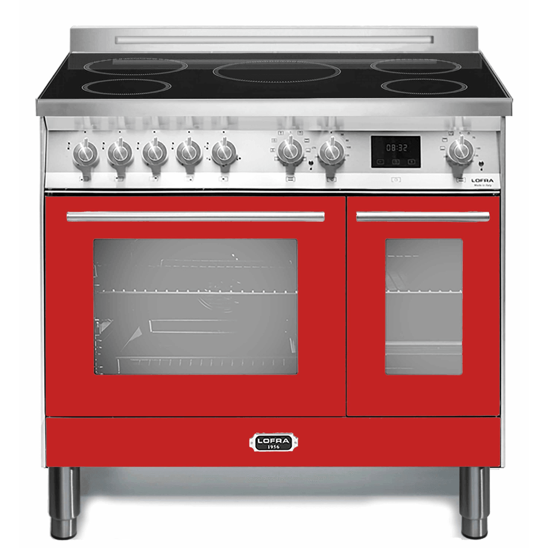 Venezia 90 cm Double Oven Electric Fuel Cooker - Red Fire - Lofra Cookers